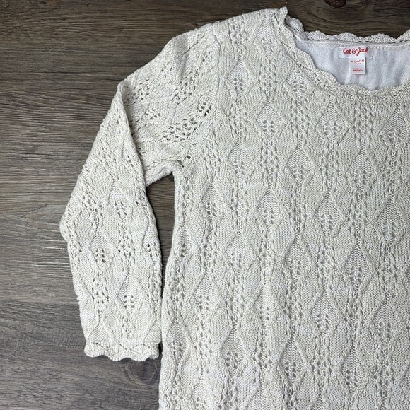 Cat & Jack Girls Cream and Gold Sweater Dress, size 14-16 - Picture 3 of 10
